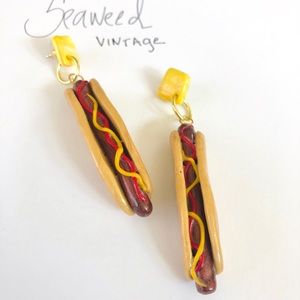 Retro Kitsch “Hotdog” Polymer Clay Earrings